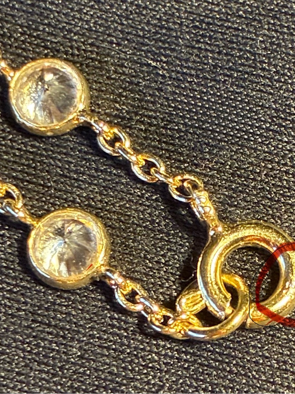 Sterling Silver 925 Gold Overlay CZ Station Necklace 16” Minimalist Layering - Picture 6 of 6